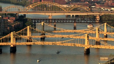 stock-footage-the-three-sisters-bridges-spanning-the-allegheny-river-in-pittsburgh-pennsylvania